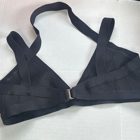NWT Hervé Léger Surya Two Piece Bandage Swimsuit Bikini Set in Black Size Small - Picture 5 of 9